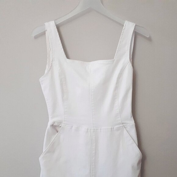 EUC DD77 white denim sleeveless wide leg jumpsuit with statement back, S - Picture 8 of 9